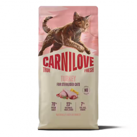 Ултра премиум суха храна за кастрирани котки Carnilove TRUE FRESH Turkey Dry Food for Sterilised Cats със 70% прясно пуешко месо 400гр